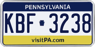 PA license plate KBF3238