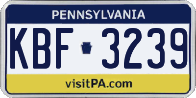 PA license plate KBF3239