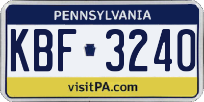 PA license plate KBF3240