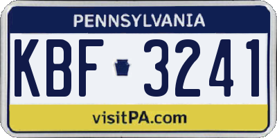 PA license plate KBF3241