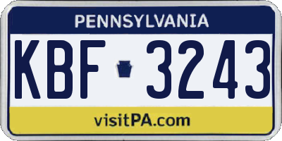 PA license plate KBF3243
