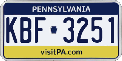 PA license plate KBF3251