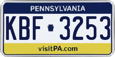 PA license plate KBF3253