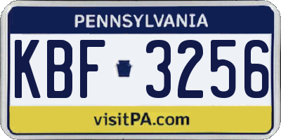 PA license plate KBF3256