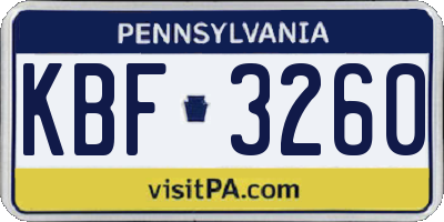 PA license plate KBF3260