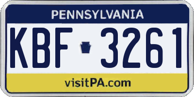 PA license plate KBF3261