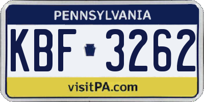 PA license plate KBF3262