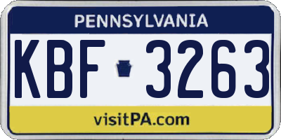 PA license plate KBF3263