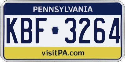 PA license plate KBF3264