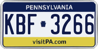 PA license plate KBF3266