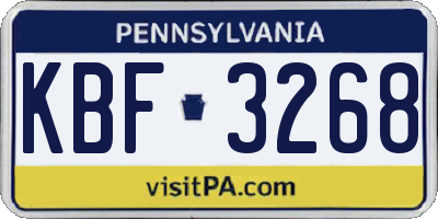 PA license plate KBF3268