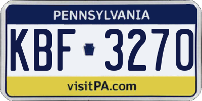 PA license plate KBF3270