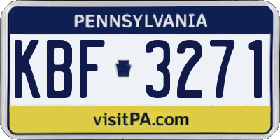 PA license plate KBF3271