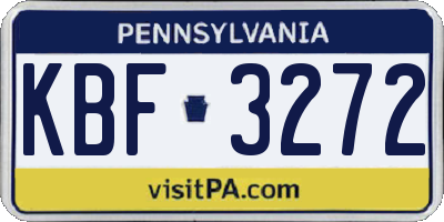 PA license plate KBF3272