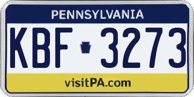 PA license plate KBF3273