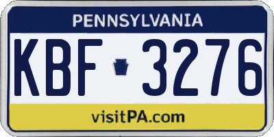 PA license plate KBF3276