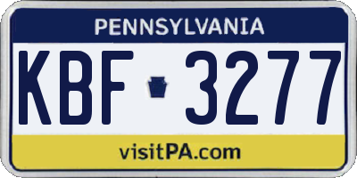 PA license plate KBF3277