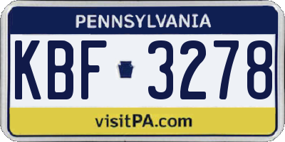 PA license plate KBF3278