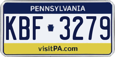 PA license plate KBF3279