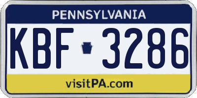 PA license plate KBF3286