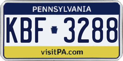 PA license plate KBF3288