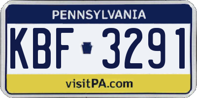 PA license plate KBF3291