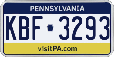 PA license plate KBF3293