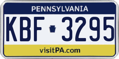 PA license plate KBF3295