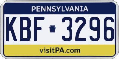 PA license plate KBF3296