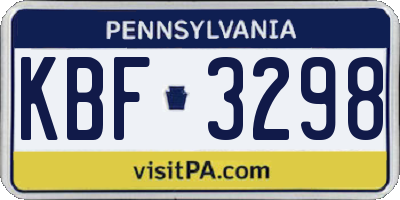 PA license plate KBF3298