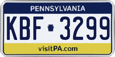 PA license plate KBF3299