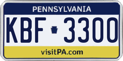 PA license plate KBF3300