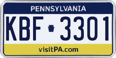 PA license plate KBF3301