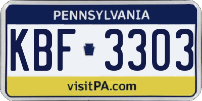 PA license plate KBF3303