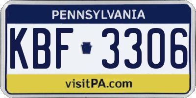 PA license plate KBF3306