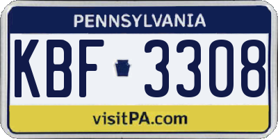 PA license plate KBF3308