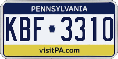 PA license plate KBF3310