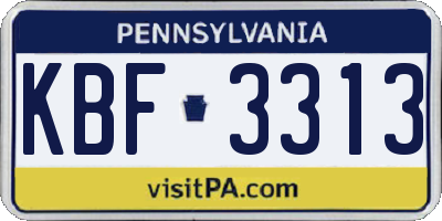 PA license plate KBF3313