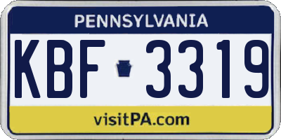 PA license plate KBF3319