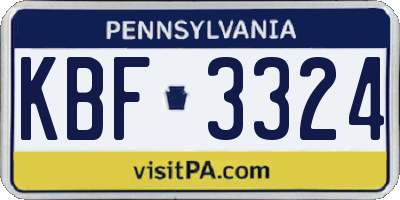 PA license plate KBF3324