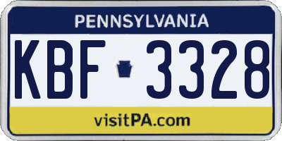 PA license plate KBF3328