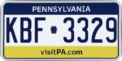 PA license plate KBF3329