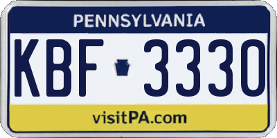 PA license plate KBF3330