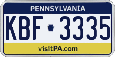 PA license plate KBF3335