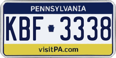 PA license plate KBF3338