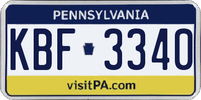 PA license plate KBF3340