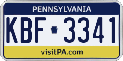 PA license plate KBF3341