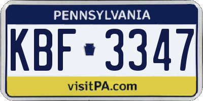 PA license plate KBF3347