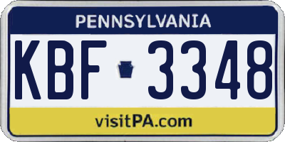 PA license plate KBF3348