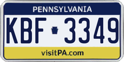 PA license plate KBF3349